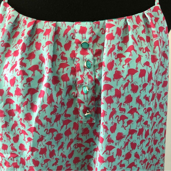 Women’s Schwiing Pink birds spaghetti strap tank top size L - Picture 4 of 11